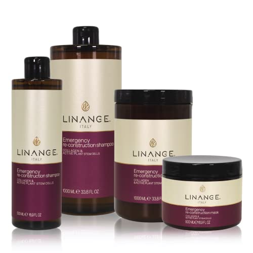 LINANGE Emergency Reconstruction Shampoo 12-Pack 1.41 fl oz for Damaged Hair with Collagen & Keratin
