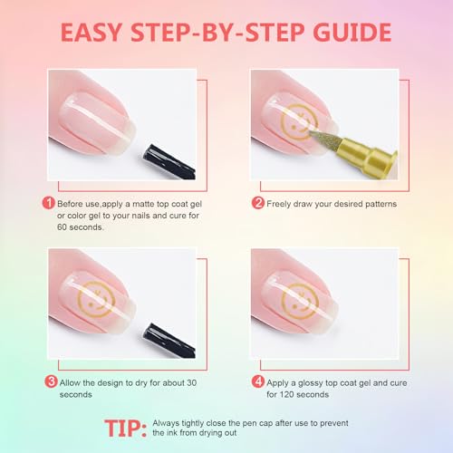 Ponhey 48 Colors Nail Art Pens Set - Variation 09 - Quick-Drying Acrylic Markers for DIY Nail Design