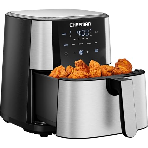 6 Quart Stainless Steel Air Fryer with 5-in-1 Functions and TurboFry 450°F