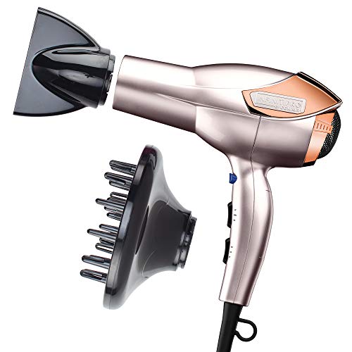 Conair InfinitiPRO Rose Gold Hair Dryer with Diffuser & Concentrator, 1875W, Ionic Technology