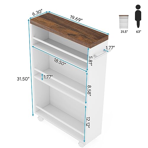 Modern Slim Storage Cart - 4-Tier Narrow Rolling Utility Cart for Kitchen & Laundry