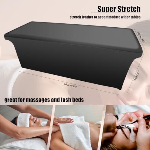 Lash Bed Cover Wipeable PU Leather Massage Table Cover Waterproof and Reusable Spa Bed Cover £¬Odorless and High Elasticity Vegan Leather Lash Bed Topper£¨6FT£¬Top Pocket Design£©