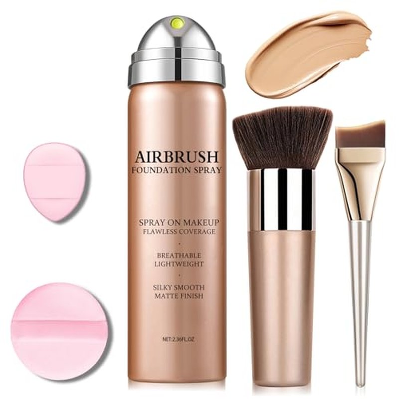 Magic Minerals Airbrush Foundation Spray,Air Brush Makeup Full Coverage Foundation for Mature Skin, Older Women and Teenagers,Long Lasting Lightweight Natural Makeup - 02 Beige
