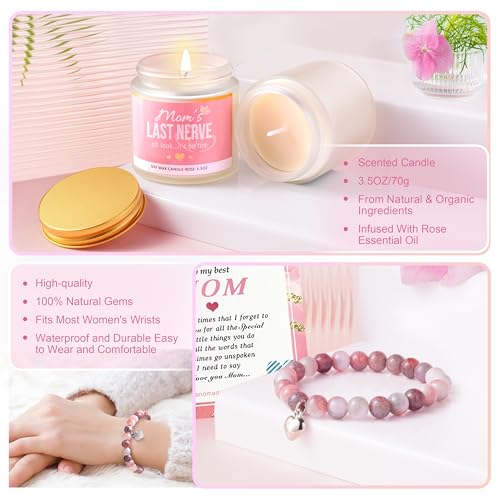Mom Gift Basket with Mug Candle Soap Bath Bomb Make-up Bag - Mother's Day