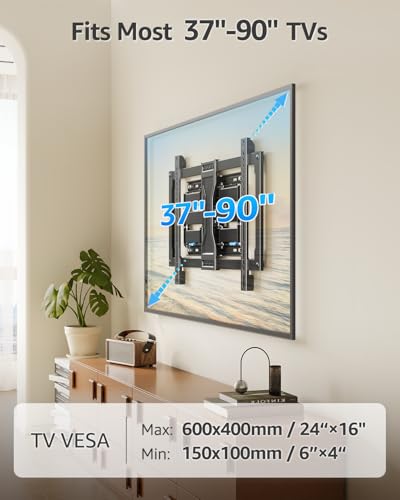 MOUNTUP Ultra Slim TV Wall Mount for 37-90 Inch Screens, Full Motion Bracket