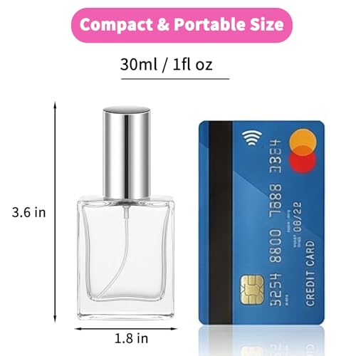 Silver 30ml Glass Refillable Perfume Spray Bottles - Travel Set of 30