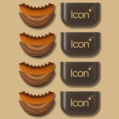 Icon Lymphatic Contour Face Brush 4-Pack - Brown, Gentle Facial Massage & Sculpting