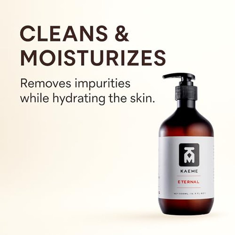 KAEME.COM ETERNAL African Black Soap Body Wash-Deep Cleansing & Moisturizing With Natural Antioxidant,Antifungal Hydrating Formula for Sensitive, Acne-Prone Skin,Sulfate,Paraben Free(500mL /16.9Fl oz)