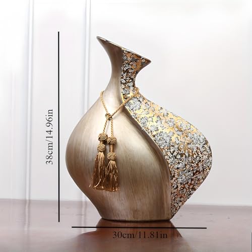 YACSNBF European Style Ceramic Flower Vase - 15 Inch Big Boho Pottery Vase, Dry & Faux Floral Decor, Fat Vase Variation