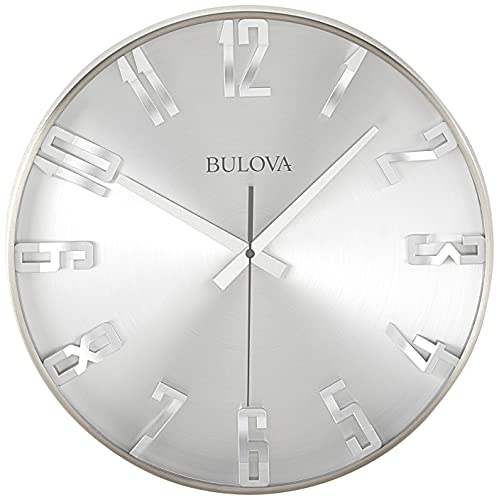 Bulova C4846 Director Wall Clock - Sleek Satin Pewter Finish, Silent Sweep