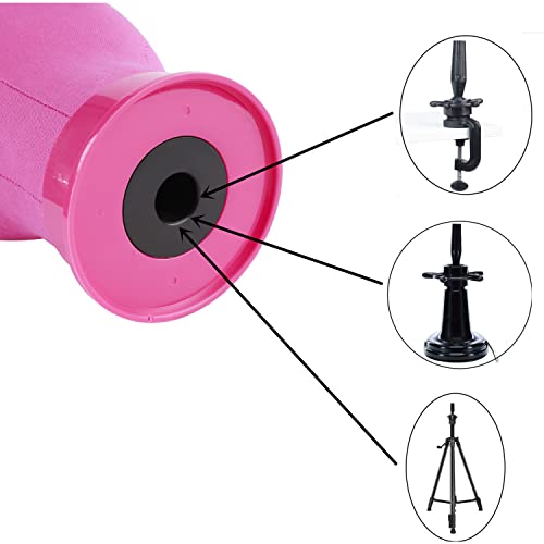 Pink 23 Inch Canvas Block Head Wig Stand Mannequin Head for Wigs Trimming Display - Pink / 23 Inch