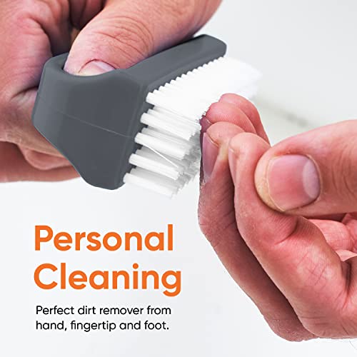 Superio Stiff Nail Brush for Cleaning Fingernails Small Scrub Brush with Handle, Cleaning Brushes for Hands, Toes, and Nails (Black, 12 Pack)