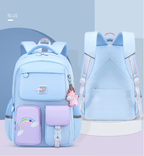 Unicorn Backpack for Kids - Cute Lightweight Laptop Bag, Blue Small