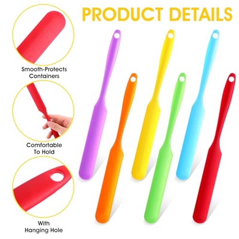 24pcs Jar Spatula,Silicone Jar Scraper with Long Handle,Jam Spreader Cake Cream Butter Spatulas, Silicone Spatula Waxing Applicator for Home Salon Body Use