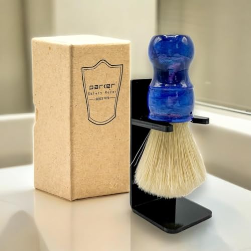 Premium Boar Bristle Shaving Brush with 24mm Knot and Blue Resin Handle