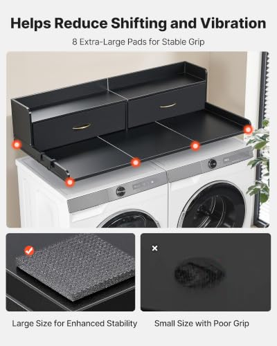 Black VEVOR Laundry Countertop with 2 Drawers & Shelf for Washer Dryer 54in