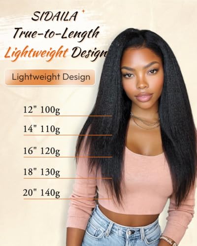 18 Inch Natural Black Yaki Straight Clip-In Hair Extensions - 5 Pack