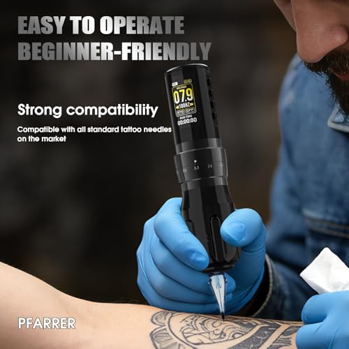 PFARRER Wireless Tattoo Gun Kit with 20 Cartridges & Practice Skin