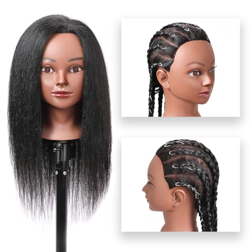 18 Inch Real Hair Mannequin Head for Hairdressing Training - Black