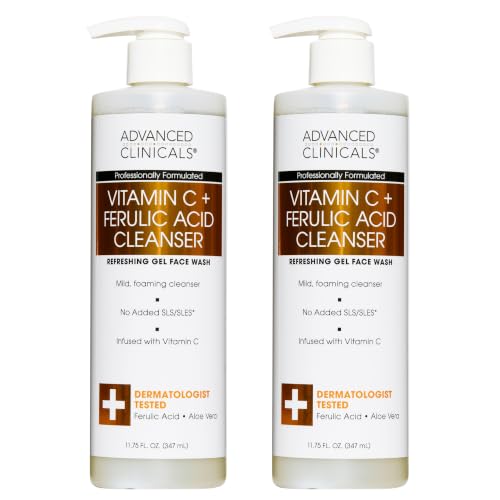 Vitamin C Face Wash 2 Pack - Gentle Hydrating Gel with Aloe Vera & Ferulic Acid