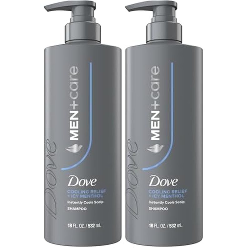 DOVE MEN + CARE Shampoo 1 ct Cooling Relief for Instantly Cools Scalp, with Icy Menthol, 18 FL OZ (Pack of 2)