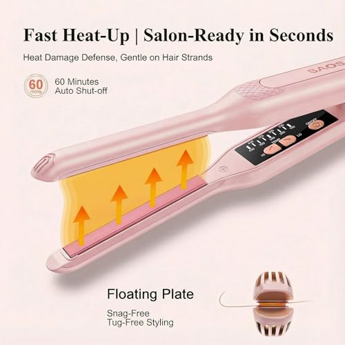 Pink Mini Flat Iron for Short Hair - 0.3 Inch Dual Voltage Hair Straightener & Curler