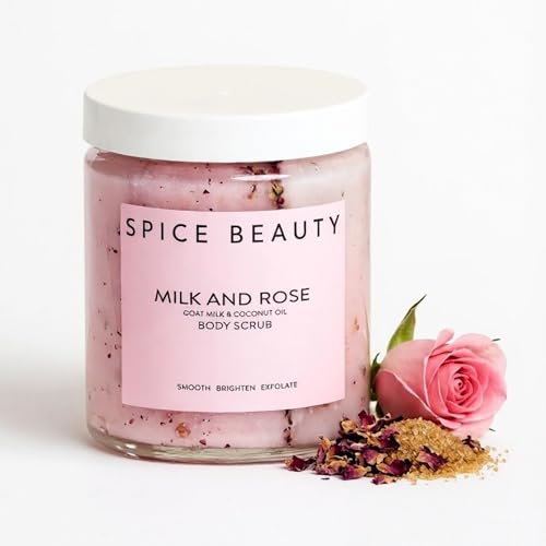 Milk and Rose Body Scrub | In-Shower Moisturizer with Hydrating Coconut Oil, Calming Roses, Shea Butter | Gentle Body Exfoliation Skincare | 9 Oz (1 Pack)