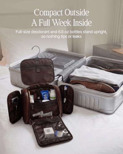 PageA Men's Travel Toiletry Bag - Compact Hanging Dopp Kit with Water-Resistant PU Leather