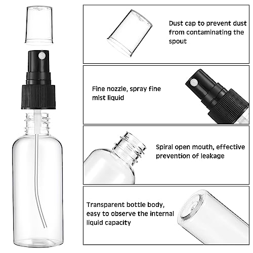Black / 50 Pcs 2 oz Plastic Spray Bottles with Nozzle for Liquids