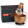 Anbbas Brown Badger Hair 3-in-1 Shaving Brush Set for Men with Wooden Lather Bowl