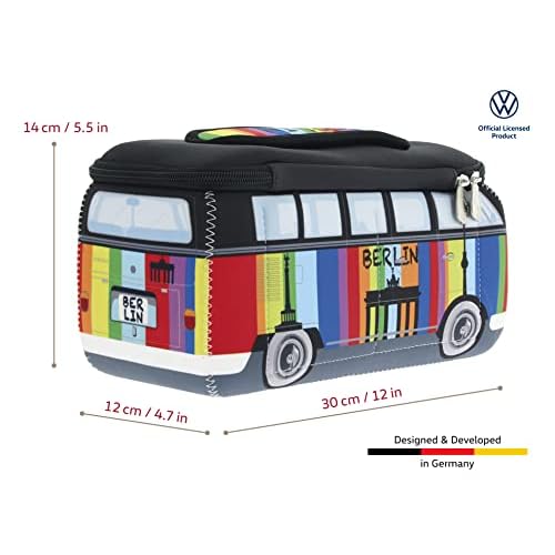 BRISA VW Collection - Volkswagen Neoprene Universal Makeup Cosmetics Toiletry Travel Pharmacy Bag in T1 Bus Design (