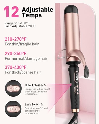 2 Inch Curling Iron with Extra Large Barrel for Big Wave Curls - Long Hair Styling