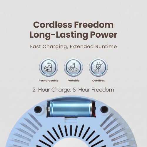 Cordless Nail Dust Collector with LED Display Low Noise Portable Blue