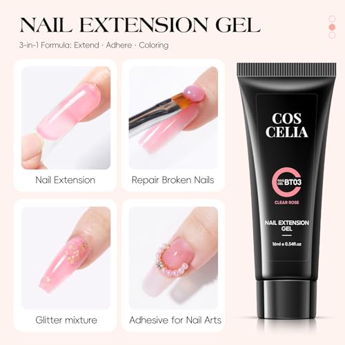 Poly Nail Gel Extension Kit with UV Light & Drill - 15 Colors, Starter Set (16ml)