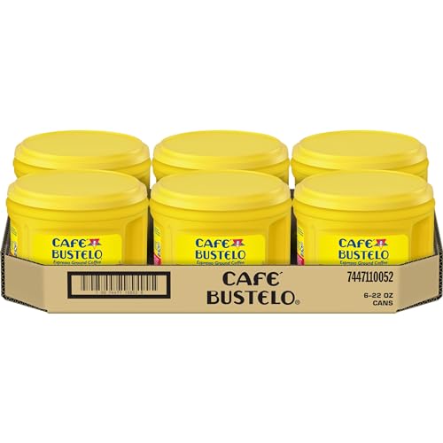 Cafe Bustelo Dark Roast Espresso Ground Coffee Pack of 6 - 22 Oz Canisters