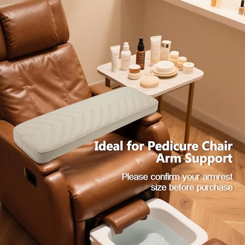 NOVAL Arm Rest Manicure Board for Pedicure Chairs - 9x27 Inch Khaki PU Leather Salon Hand Rest, Easy to Clean & Non-Slip