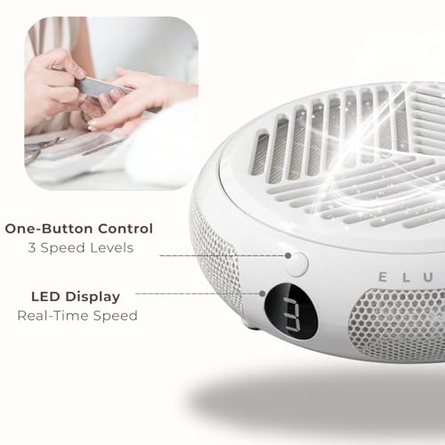 ELUCIA Nail Dust Collector 3800RPM Professional Manicure Vacuum with Reusable HEPA Filter