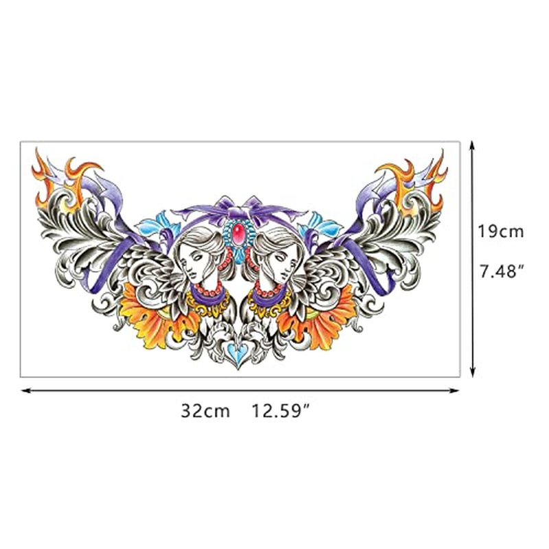Floral Temporary Tattoo for Women, 8-Pack 7.5inx12.5in Large Realistic Flower Tattoos Stickers, Long-lasting Horizontal Fake Tattoos, Makeup for Girls Chest Back Underboob Waist Body
