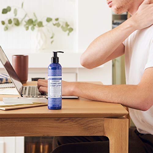 Dr. Bronner's Organic Lotion (Peppermint, 8 Ounce) ? Organic Moisturizer for Hands, Face & Body ? Vegan, Non-GMO