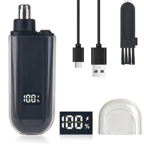 Nose and Ear Hair Trimmer for Men, 2025 Nose Hair Trimmer Clipper with LED Display for Women, Professional IPX7 Waterproof Dual Edge Blades Nasal Trimmer Clippers for Travel