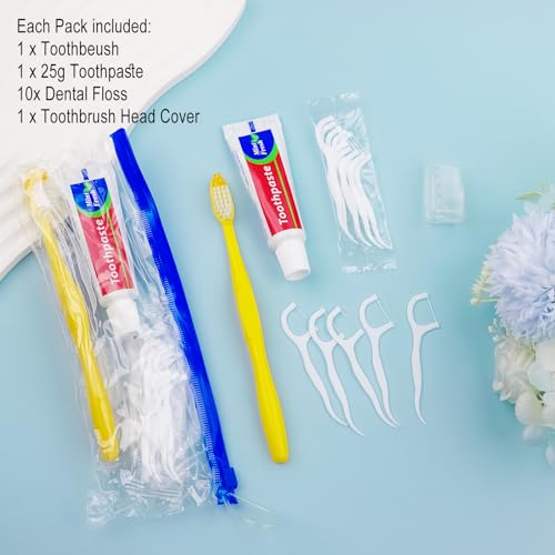 Disposable Travel Toothbrush Kit with Toothpaste & Floss - 5 Pack