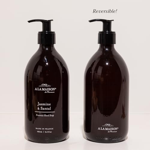 A LA MAISON French Liquid Hand Soap - Jasmine & Santal - Refillable 16.5oz in Amber Glass Bottle
