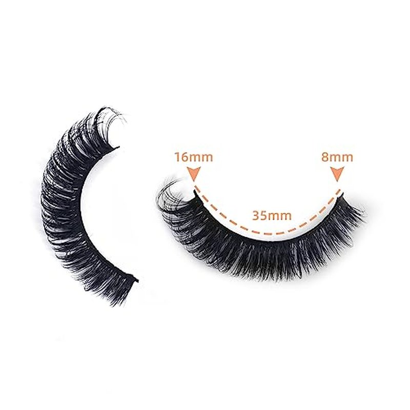 3 Pairs D curl lashes,Cat Eye Faux Mink Russian Lashes,Fluffy Volume False Eyelashes Strip that Look Like extensions,Dramatic Glam Natural Wispy Lightweight Reusable DD Curl Lash Set(Jasmine)