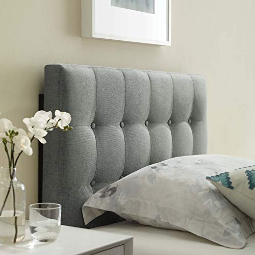Modway Emily Tufted Button Linen Fabric Upholstered Twin Headboard in