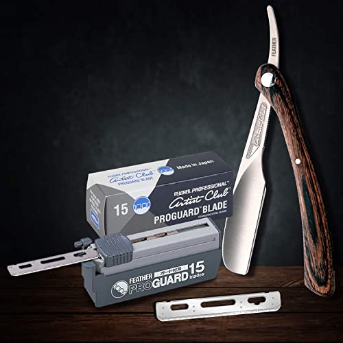 Feather Artist Club ProGuard Razor Blades - (5 Pack of 15) - Single Straight Edge Razor Blades with Guard Refills for Shaving - For Men & Barbers