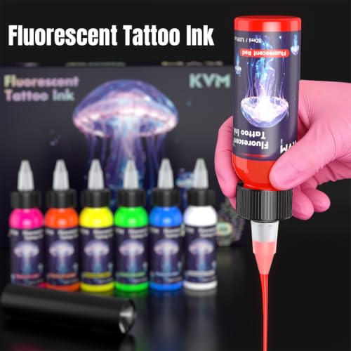 Fluorescent Tattoo Ink Set - 7 Vibrant Neon Colors, 30mL Bottles