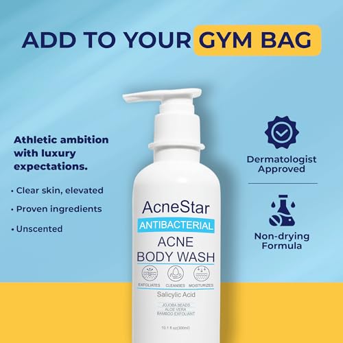 Antibacterial Acne Body Wash with Salicylic Acid for Back Chest & Shoulder Breakouts
