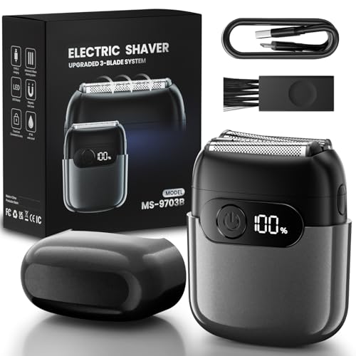 Electric Foil Shaver for Men ? 3D Floating Blades, IPX8 Waterproof, USB-C Fast Charging, LED Display, Wet/Dry Use, Travel Lock, Gray