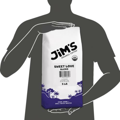 Jim’s Organic Coffee Sweet Love Blend Dark Roast Whole Bean 5 lb - Pack of 1