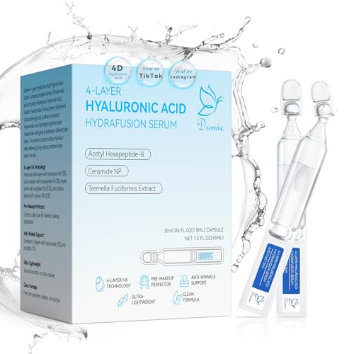 Dumie Hyaluronic Acid Serum for Face 1.52 Fl Oz - Anti-Aging Hydrating Serum with Ceramide & Peptides, Sensitive Skin